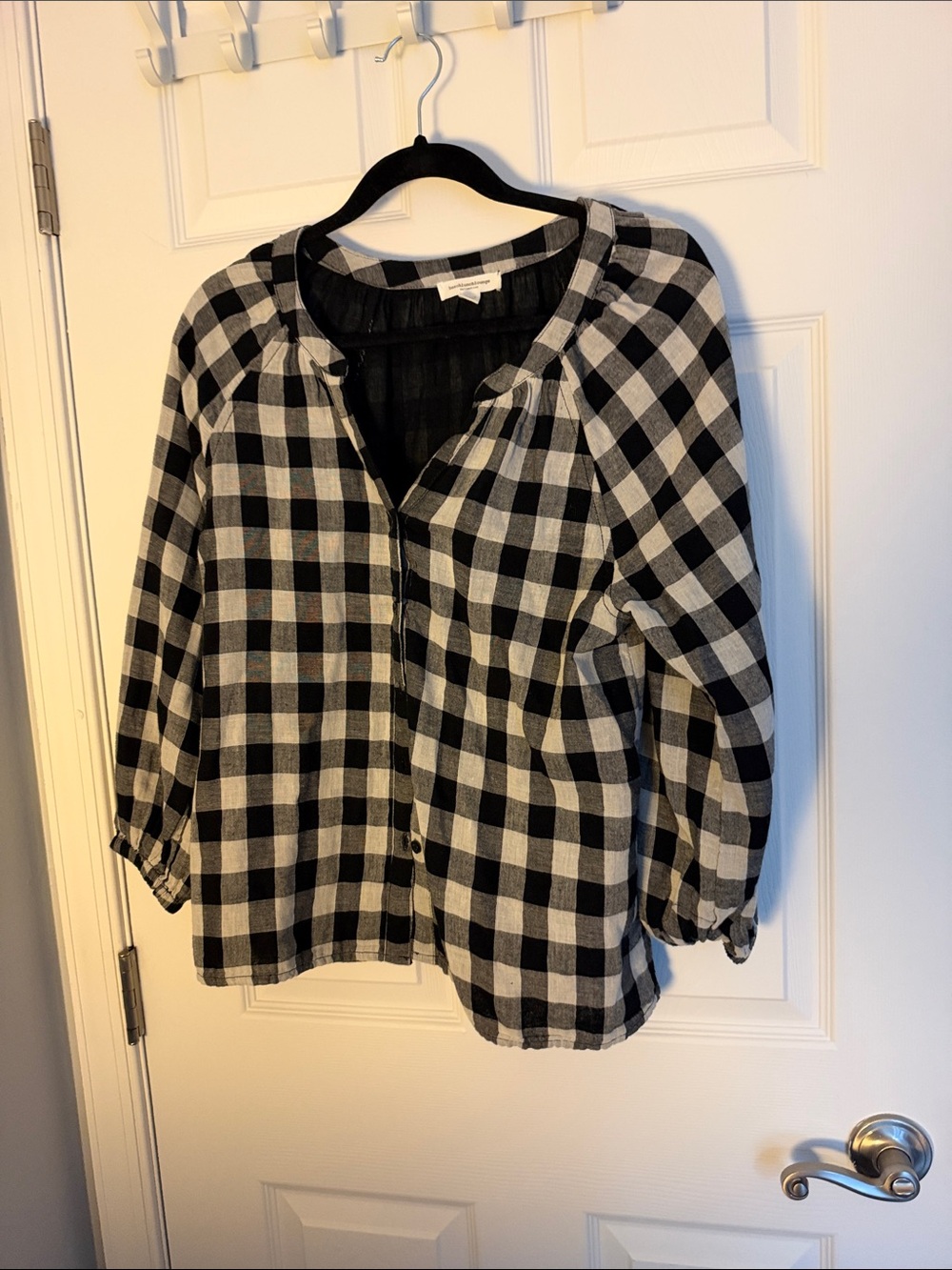 beachlunchlounge Black and White Check Button-Down Top